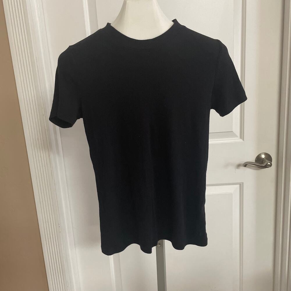 Banana Republic Ribbed T Shirt Womens Large Black Timeless Classic